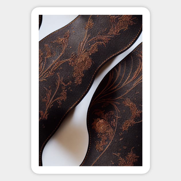 Dark Ornamental Leather Stripes, natural and ecological leather print #76 Sticker by Endless-Designs